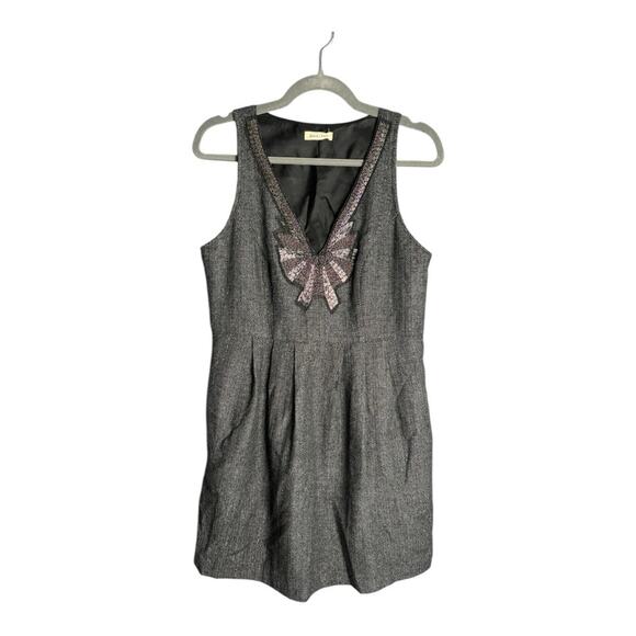 Silence + Noise Gray and Black Tweed Sleeveless Dress With Silver Beading Sz Sm - Picture 1 of 8